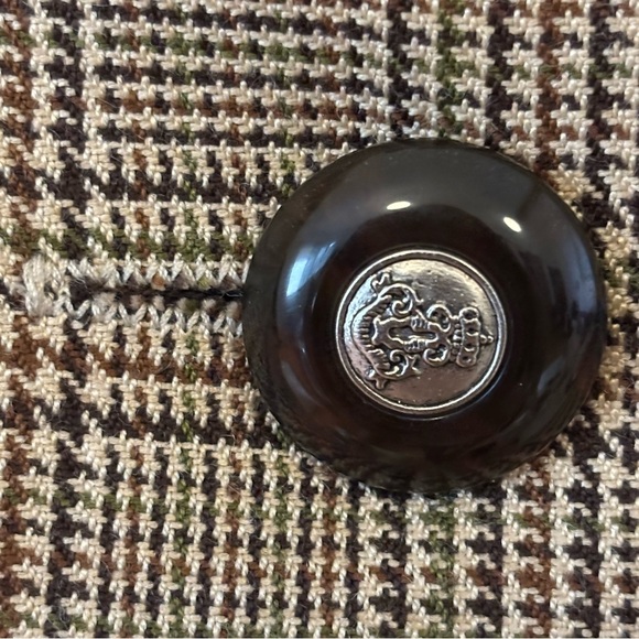 Vintage 80s Virgo II Tan Khaki Brown Houndstooth Blazer w/ Shoulder Pads Size 14 - Picture 12 of 14